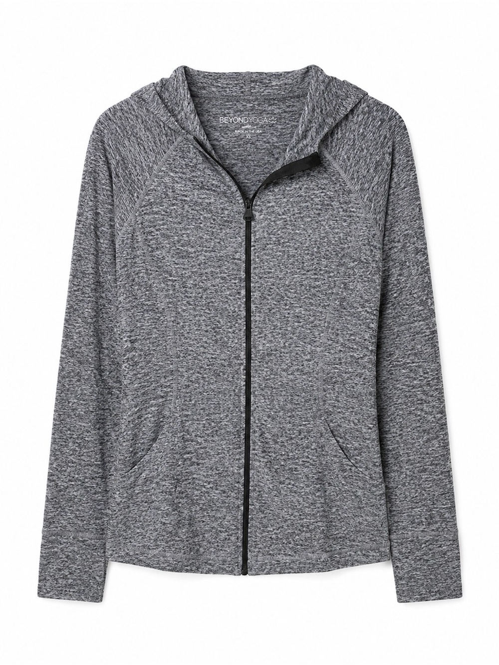 Beyond Yoga Lighten Up Zipper Hoodie Featherweight Spacedye XS Gray